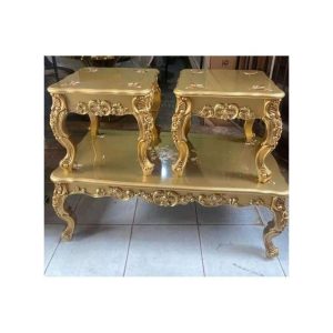 Royal Living Room Center Table With 2 Side Stools - Gold