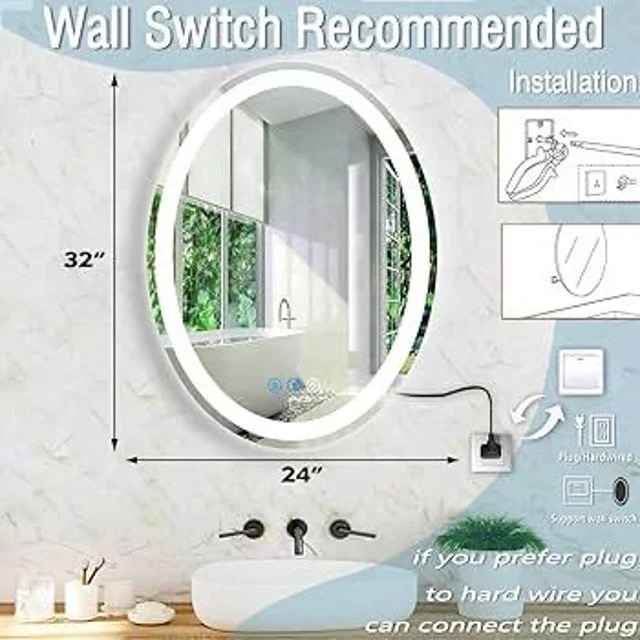 Oval Bathroom Lighted Vanity Mirror - 80 x 60cm - Image 2
