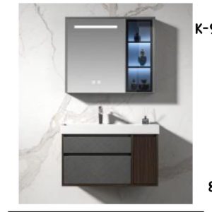 WK9056 80cm Wall-Mounted Cabinet Basin with Smart LED Mirror