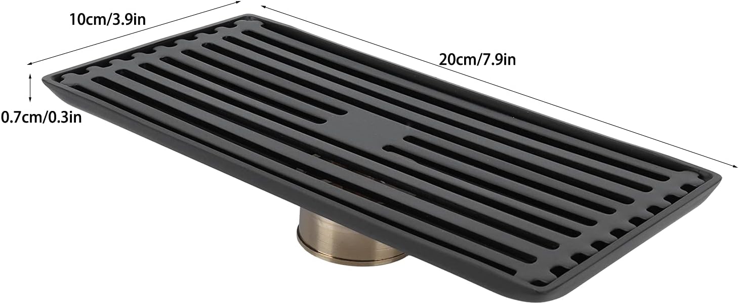 Matte Black 20x10cm Linear Shower Floor Drain - Image 3