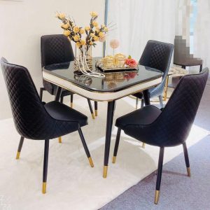 Black 4 Seaters Luxury Marble Dining Table