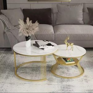 Extendable Luxury Marble Centre Table Cream Top