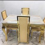 4 Seater Gold Frame Animal Leg Dining Set