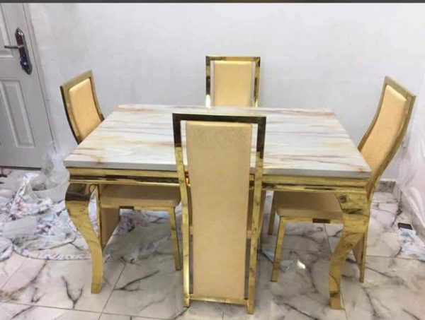 4 Seater Gold Frame Animal Leg Dining Set