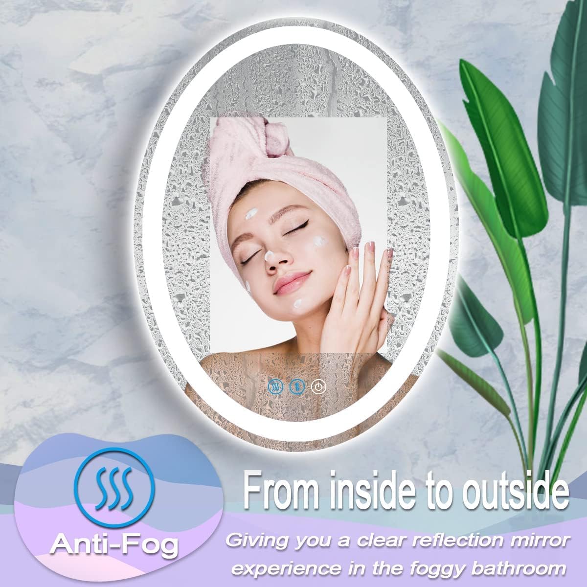 Oval Bathroom Lighted Vanity Mirror - 80 x 60cm - Image 3