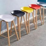 Oak Wooden Leg Bar Stool Chair