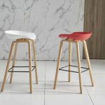 Oak Wooden Leg Bar Stool Chair