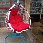 White And Red Outdoor Swing Garden Chair