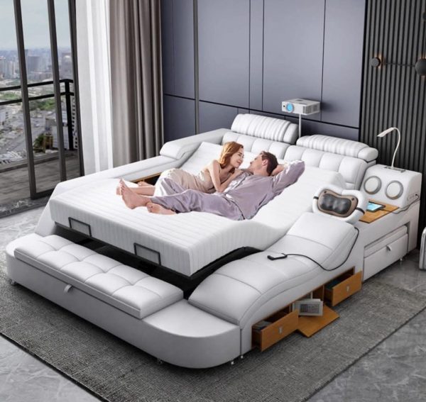 Smart Bed with Body Massager Bluetooth Music System Etc King Size Box Bed for Bed Room | Queen Size Bed | Modern Bed |