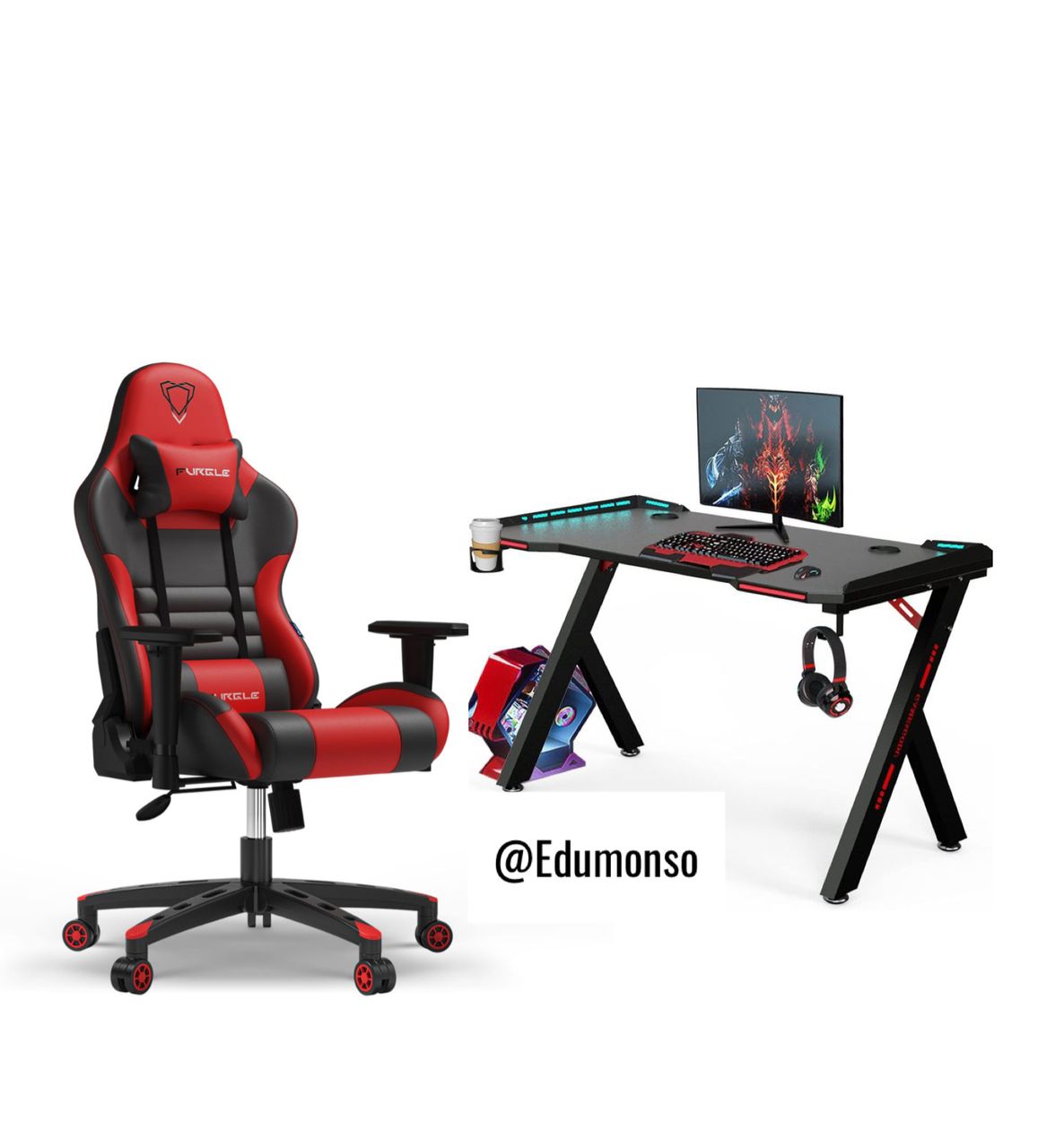 Furgle Gaming Chair + Desk With RGB Light