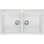 White Double Bowl Acrylic Sink - Model KS-AC11